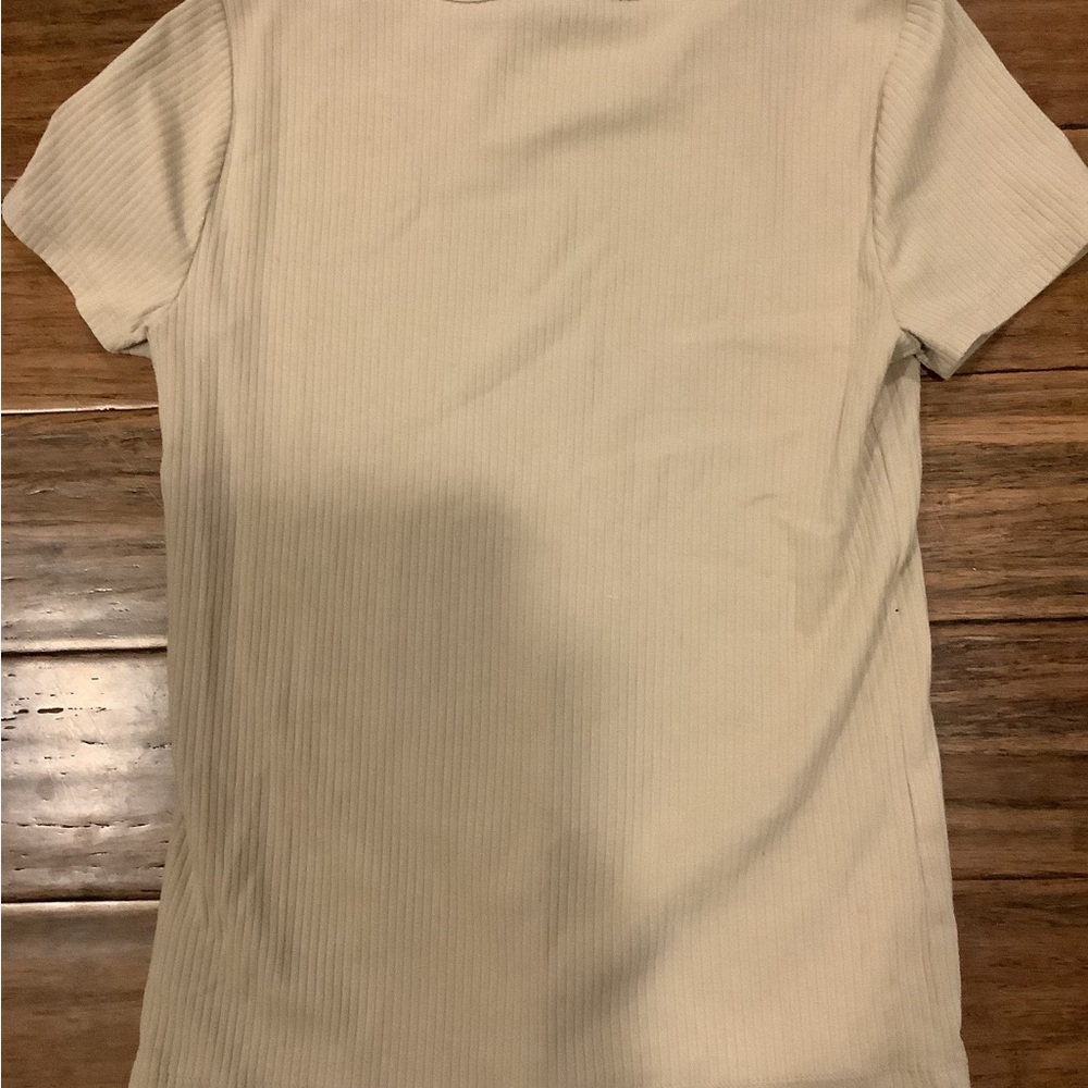 Ribbed Cream T-Shirt